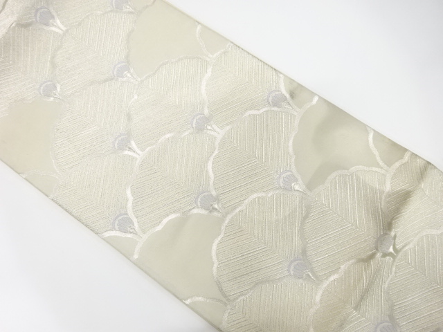 JAPANESE KIMONO / ANTIQUE FUKURO OBI / SILK / WOVEN FLOWER SEIGAIHA